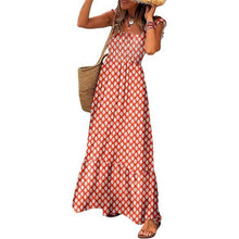 Load image into Gallery viewer, Boho Spaghetti Strap Square Neck Ruffle Maxi Dress, MEDIUM, 11O-172D006