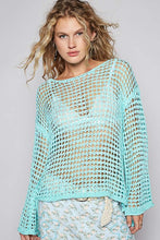 Load image into Gallery viewer, POL Side Slit Openwork Long Sleeve Knit Cover Up