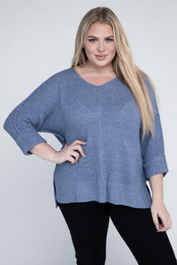 eesome Plus Size Crew Neck Knit Sweater