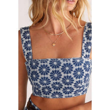 Load image into Gallery viewer, Denim Floral Embroidered Strappy Crop Top, Size 12, 7L-193T001