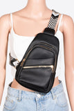 Fame PU Leather Chevron Strap Crossbody Bag