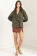 Load image into Gallery viewer, HYFVE TRY TO KEEP UP LONG SLEEVE RUFFLED BLOUSE