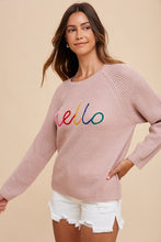 Load image into Gallery viewer, Annie Wear HELLO Embroidered Raglan Sleeve Sweater