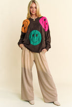Load image into Gallery viewer, Davi &amp; Dani Contrast Smile Round Neck Oversize Sweater