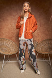 Davi & Dani Flower Printed Casual Cozy Full Long Wide Pants