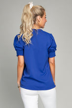 Load image into Gallery viewer, Nuvi Apparel Stand collar blouse with puff sleeve