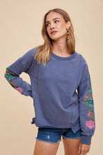 Load image into Gallery viewer, Annie Wear Embroidered Long Sleeve French Terry Top