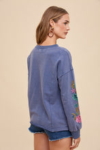 Load image into Gallery viewer, Annie Wear Embroidered Long Sleeve French Terry Top