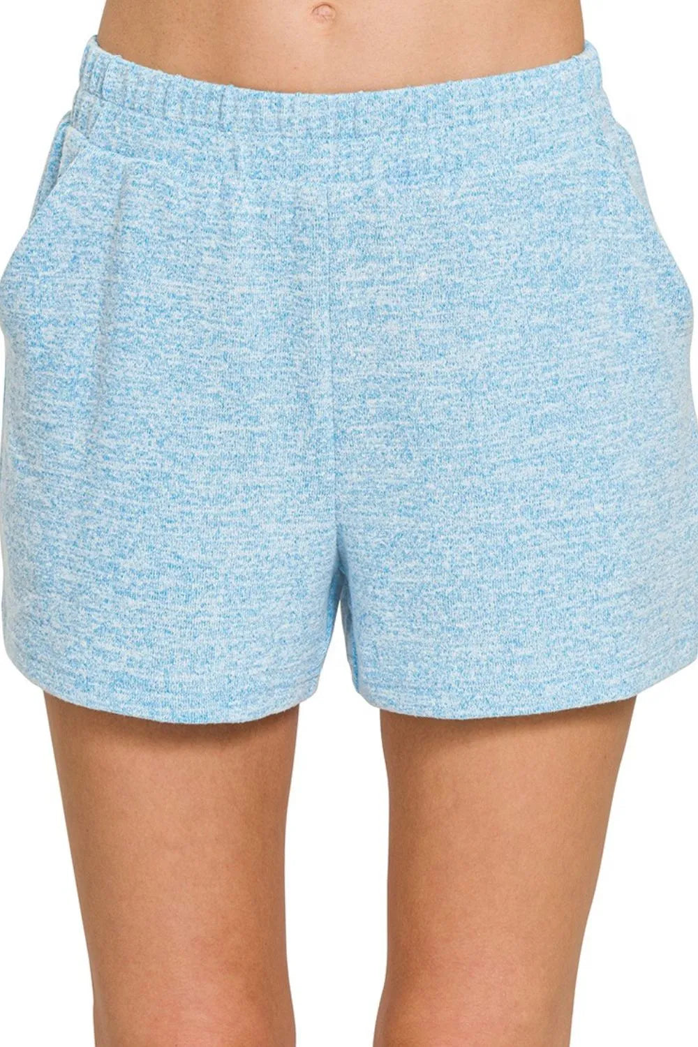 Soft Melange Hacci Elastic Waist Band Shorts Front