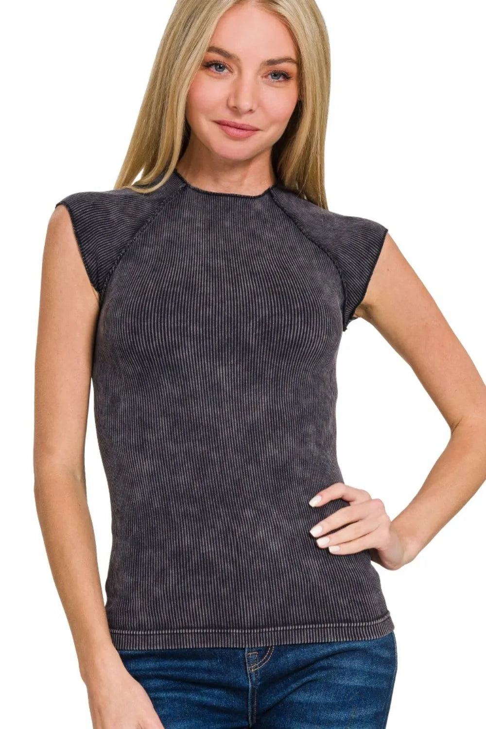  Washed Ribbed Seamless Top