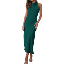 Load image into Gallery viewer, Satin High Neck Backless Sleeveless Midi Dresse, SIZE MEDIUM, 5D-139D007