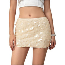 Load image into Gallery viewer, Sparkly Sequin Mini Skirt Y2k Low Rise Glitter with Shorts, L, 4B-144B005