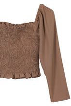 Load image into Gallery viewer, Lilou LS square neck smocking top