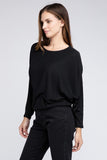 ZENANA Ribbed Batwing Long Sleeve Boat Neck Sweater