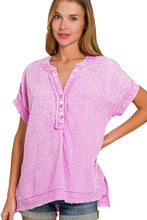 Load image into Gallery viewer, Washed Double Gauze 3/4 Button Henley Neck Shirt