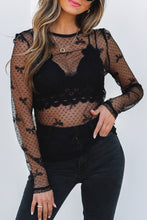 Load image into Gallery viewer, Black Bow Mesh Long Sleeve Top