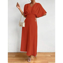 Load image into Gallery viewer, Half Sleeve Ruched Cocktail Evening A Line Long Dress, SMALL, 1KK-165D004