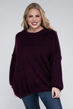 Load image into Gallery viewer, ZENANA Plus Oversized Round Neck Raw Seam Melange Sweater