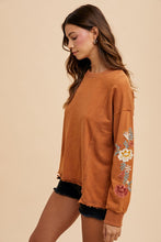 Load image into Gallery viewer, Annie Wear Embroidered Long Sleeve French Terry Top