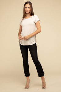 ZENANA Round Hem Rayon Short Sleeve Top