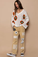Load image into Gallery viewer, POL V Neck Long Sleeve Peace Pattern Sweater