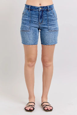 Mid Rise Bermudas Denim Shorts  Front