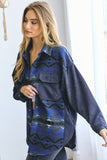 Davi & Dani PLUS PRINTED BUTTON DOWN LONG SLEEVE JACKET