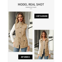 Load image into Gallery viewer, Casual Utility Vest Lightweight Sleeveless Drawstring Jacket, Large, 14J-190T004