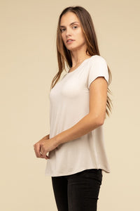 ZENANA Round Hem Rayon Short Sleeve Top