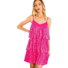 Load image into Gallery viewer, Glitter Sequin Adjustable Spaghetti Strap V Neck Dress, LARGE, 6H-172D005