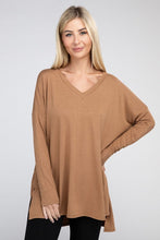 Load image into Gallery viewer, ZENANA Dolman Long Sleeve V-Neck Side Slit Hi-Low Hem Top