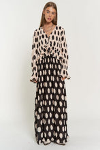 Load image into Gallery viewer, Davi &amp; Dani Polka Dot Ruffled Long Sleeve Pleated Maxi Dress