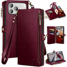 Load image into Gallery viewer, iPhone 17 Pro 6.3" Zipper Credit Card Holder,PU Leather Phone case, 20M184PH002