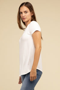 ZENANA Round Hem Rayon Short Sleeve Top