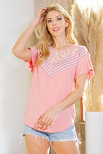 Load image into Gallery viewer, Orange Farm Clothing Multi Fabric Contrast Ruffle Sleeve Knit Top