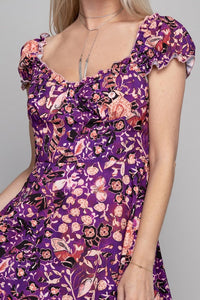 Nuvi Apparel Floral Print Puff Sleeve Dress