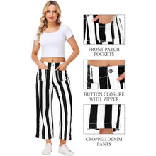 Load image into Gallery viewer, Casual Black Stripes Barrel Jeans Straight Leg, , Medium, 22K-197B004