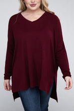 Load image into Gallery viewer, ZENANA Plus Dolman Sleeve V-Neck Side Slit Hi-Low Hem Top