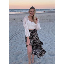 Load image into Gallery viewer, Boho Floral Elastic Waist Split Ruffle High Low Maxi Skirt, SMALL, 6J-169B001