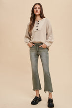 Load image into Gallery viewer, Annie Wear Half Button Ribbed Hem Sweater