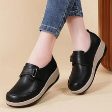 Load image into Gallery viewer, Leather Wedge Rocker Loafers with Adjustable Hook Loop, SIZE 6.5, 12B156S010