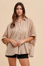 Load image into Gallery viewer, Annie Wear Striped Button Up Half Sleeve Shirt