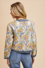 Load image into Gallery viewer, Annie Wear Floral Jacquard Denim Contrast Button Down Jacket