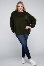 Load image into Gallery viewer, ZENANA Plus Oversized Round Neck Raw Seam Melange Sweater