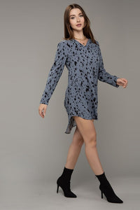 Nuvi Apparel Leopard Animal Print V neck Dress