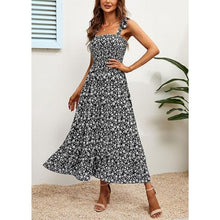Load image into Gallery viewer, Imily Bela Tie Strap Boho Floral  Smocked Ruffle Maxi Dresse, S, 1F-141D001