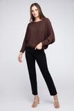 ZENANA Ribbed Batwing Long Sleeve Boat Neck Sweater