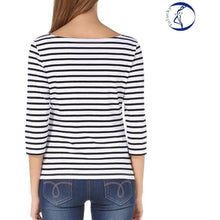 Load image into Gallery viewer, Stripe Tees Round Neck Top, Small, 23F-200T003