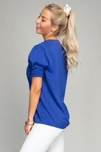 Load image into Gallery viewer, Nuvi Apparel Stand collar blouse with puff sleeve