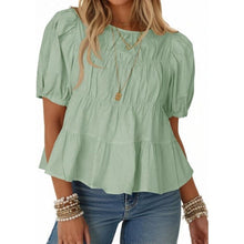 Load image into Gallery viewer, Puff Sleeve Peplum Babydoll Top, XXL, 4C-144T011